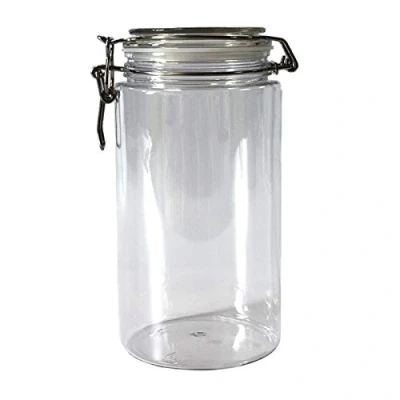Image of YFairy Storage Jar, 1500ML Plastic, Round, Clip Top With Airtight Seal Lid, Food Container, Tableware Preserving, Kitchen Flour/Pasta/Spice Organizer