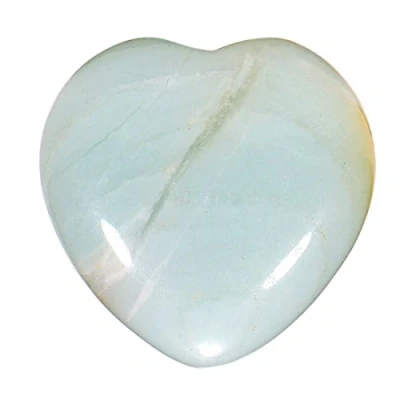Image of Morella Heart gemstone Amazonite angel good luck charm guardian to take with you 3 cm 1.18 inch in a velvet bag
