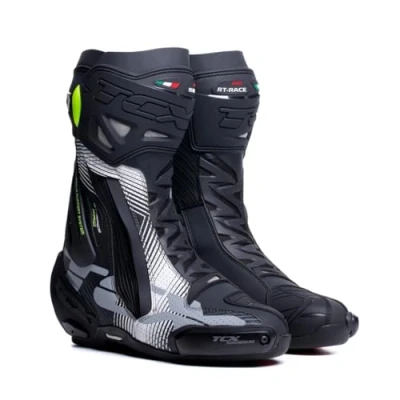 Image of TCX Men&#039;s Rt Race Pro Air Motorcycle Boot, Black White Grey, 8 UK