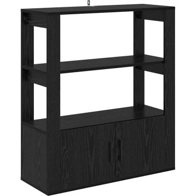 Image of vidaXL Sideboard Black oak 30 x 80 90 cm Engineered wood