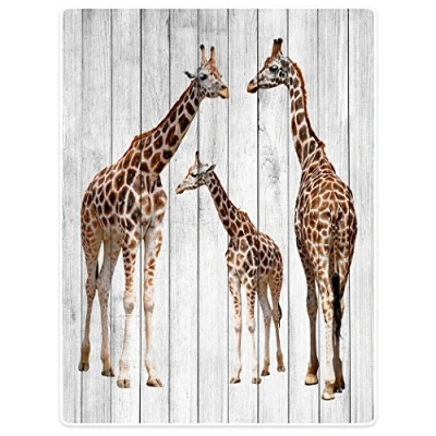 Image of YISUMEI Blanket 125 x 200 cm Cuddly Blankets Soft Flannel Fleece Bed Throw Giraffe Wood Grain