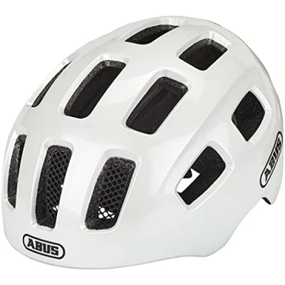 Image of ABUS Youn I 2.0 bike helmet with light for children, teenagers and young adults girls boys white, size S