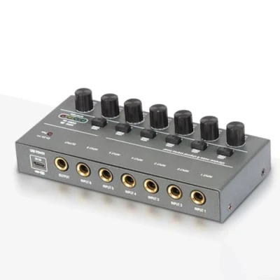 Image of Studio Audio Stereo Mixer, Enhanced for ULTRA Low Noise 4/6/8 Channels Line Mixer Sound Power Audios with Metal Shell(6 Channel)