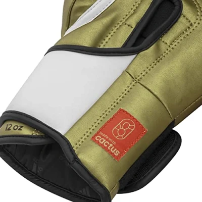Image of adidas Speed Tilt 350 Velcro Boxing Gloves 12 oz White/Gold with Innovative TILT® Technology The First 100% Sustainably Made of Cactus Leather