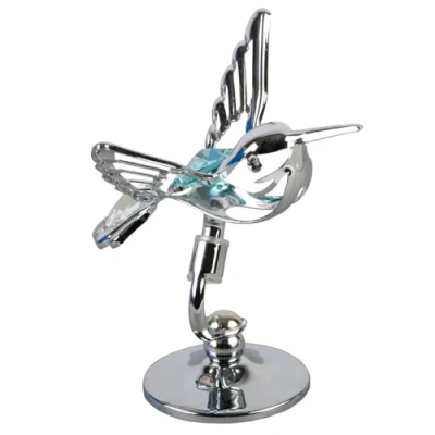 Image of Crystocraft Chrome Plated Hummingbird Ornament With Crystal From Swarovski®