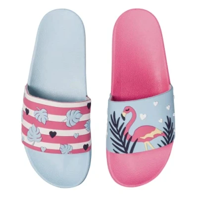 Image of Dedoles Sliders &amp; Slippers for Women, Men Kids Sandals Funny Designs Plane Coffee Party Pizza Fox Bear Cherry Flamingo Footwear Gift, Colour: Love Flamingos, Size: 3,5 UK