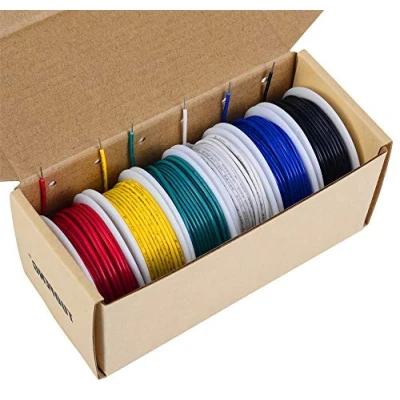 Image of TUOFENG 18 awg Solid Wire Gauge Tinned Copper Wire, PVC (OD: 1.88 mm) 6 Different Colored 20 ft / m Each,Jumper Hook up Kit