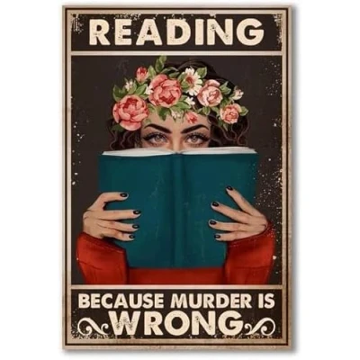 Image of Metal Sign Reading Because Murder Is Wrong Funny Retro Tin Creative Novelty Vintage Wall Decor 8x12 Inch