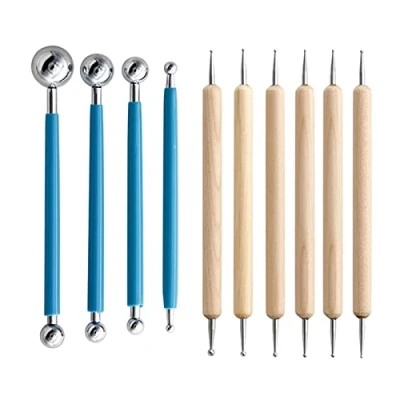 Image of Glanhbnol Kids Clay Sculpting Tools Ball Styluses Dotting Modeling Double Head Ceramic Pottery Tool For Shaping 10 Set