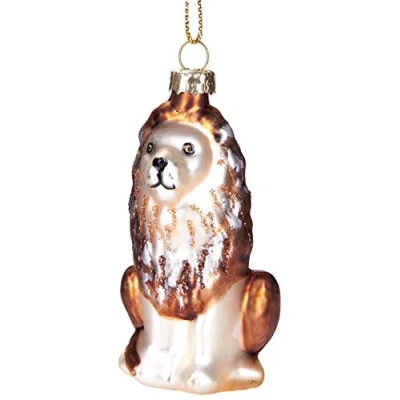 Image of BRUBAKER Lion Hand Painted Glass Christmas Bauble Mouth Blown Tree Decoration Figures Funny Pendant Ball 4.7 inches (12 cm)