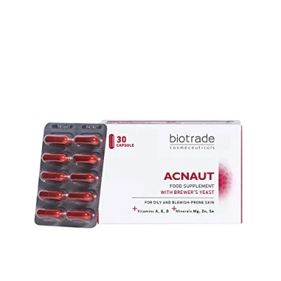 Image of Acnaut Supplements, 30 Pills Best For Blemished Oily Skin Clear And Glowing Complexion with Brewer&#039;s yeast by Biotrade,
