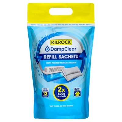 Image of Amtech Kilrock Damp Clear Refill Sachets 2 x 500g 1kg
