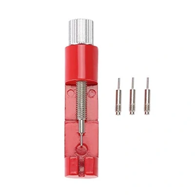 Image of Watch Band Link Pin Remover Tool, Metal Bracelet Strap Pins Removal Device,Watch Adjuster Adjustable Repair Tool Accessory Kit for Watchmakers with 3 Extra (Red)