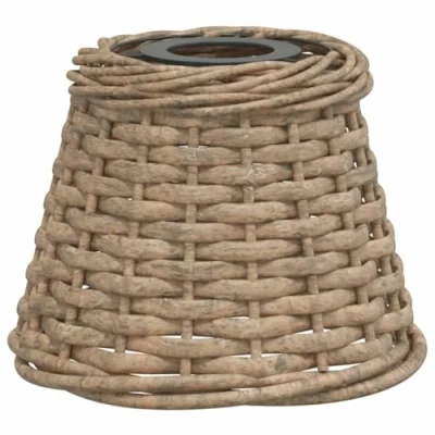 Image of vidaXL Handcrafted Natural Wicker Ceiling Lamp Shade Brown, Iron Holder, Versatile Décor for Home, Café, and Restaurant