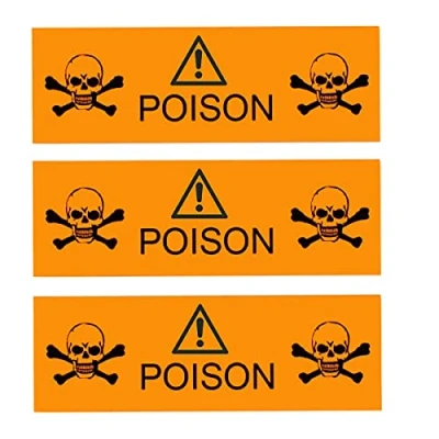 Image of Danger Poison Stickers Labels,0.5 x 1.5 Inches Fluorescent Orange with Black Safety 500 Labels on a Roll