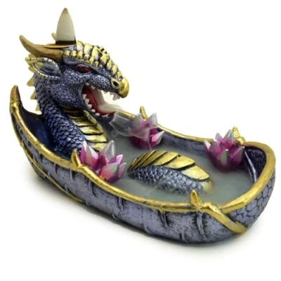 Image of Puckator Elements Amethyst Crystal Dragon Backflow Incense Burner Home Zen Meditation Decor Accessories Waterfall Cone Spiritual Feng Shui Gothic Goth Relaxation Gifts Gift