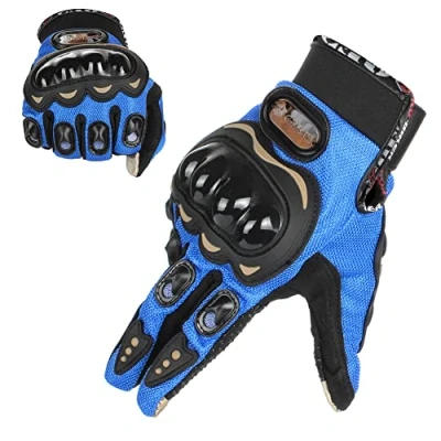Image of GES Men Outdoor Motorbike Waterproof Gloves, Motorcycle Full Finger Touch Screen Racing Motocross Gloves (M,Blue)