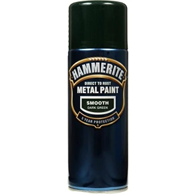 Image of Hammerite Metal Paint Smooth Dark Green 400ml Aerosol