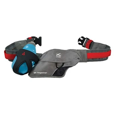 Image of Kurgo Excursion Running Belt, Hands Free Waist Belt for Dog Walking, &amp; Hiking, Adjustable, Water Resistant, Includes Bottle, Grey