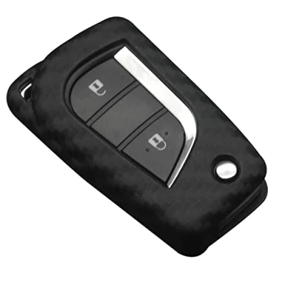 Image of OTMIK Carbon Fiber Pattern Silicone Car Key Cover fit for with Toyota Auris Corolla Avensis Verso Yaris Aygo Case Accessories (key case)