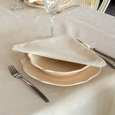 Image of CHRISTMAS STARS NAPKINS ANTI STAIN TREATMENT BEIGE (6 18 x (45 45cm))