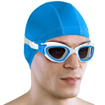 Image of AqtivAqua Swimming Goggles Adult and Kids 6 14 Men Women Swim Childrens Boys Girls DX S (Metallic Blue, Blue case, Shade lens)