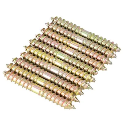 Image of 10 Pcs Double Ended Dowel Hanger Screw Self Tapping Threaded Bolts Woodworking Furniture Connector Studs Rods 6 * 50mm for Assembling Wood