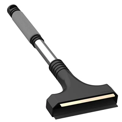 Image of AUPROTEC Ice Scraper Brass Windscreen non slip Soft Grip + Squeegee Car Window De icer Tool A 11 black