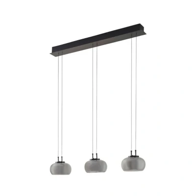 Image of Lucande LED pendant light Dain, 3 bulb, smoke grey, glass
