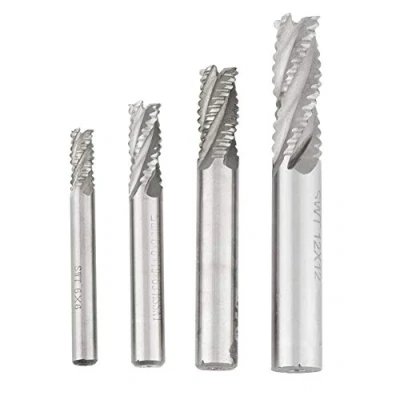 Image of 4pcs Milling Cutter 4 Flutes High Speed Steel Roughing End Mill CNC Router Bit M6/M8/M10/M12