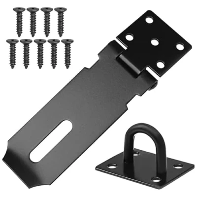 Image of 1 Piece Heavy Duty Shed Lock Buckle, Door Padlock Hasp, Stainless Steel Hasp Latch Gate and Staple for Window Cabinet (Black)