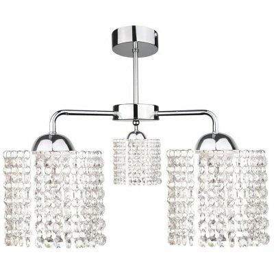 Image of Diament Multi Arm Semi Flush Ceiling Light Silver, 40cm, 3x E27