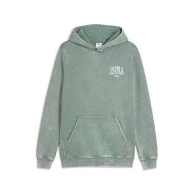 Image of Puma Class Washed Hoodie Hoodie, Men&#039;s, Size: Medium, Green moon