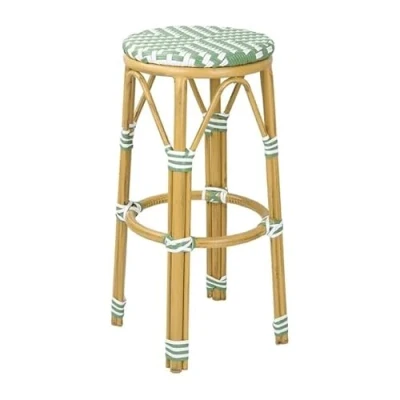 Image of Bolero Parisian Style PE Rattan Bar Stools Light Green (2 Pack)