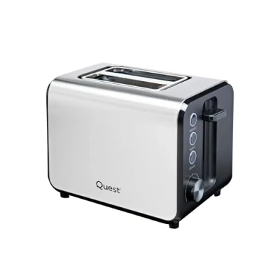 Image of Quest 34579 2 Slice Toaster with Extra Wide Slots / 7 Browning Levels/Reheat &amp; Defrost/Crumb Tray Cord Storage 950W Sleek Stainless Steel Design