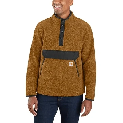 Image of Carhartt Men&#039;s Relaxed Fit Fleece Pullover, Brown, XL big Tall