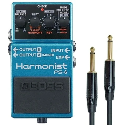 Image of Boss PS 6 Harmonist Pitch Shifter Effects Pedal + Keepdrum Jack Cable