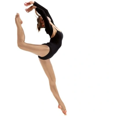 Image of Silky Dance Shimmer Stirrup Tights Light Toast Size Medium