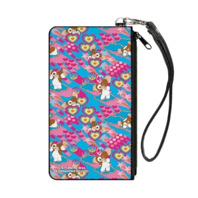 Image of Buckle Down Horror Movies Wallet, Zip Clutch, Gremlins The New Batch Gizmo Poses Peace Collage Blues Pinks, Canvas, L, Casual