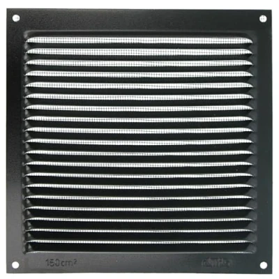 Image of Amig Square Aluminium Grille with Mosquito Net Air Ventilation Grilles for Outlet Ideal Kitchen and Bathroom Ceiling Dimensions 170 x mm Black