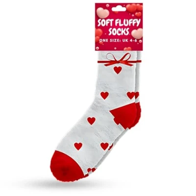 Image of AKH® Valentine&#039;s Ladies Cosy Socks UK 4 6 Soft and Warm Heart Print for Women, Perfect Day (UK, Numeric, 4, 6, Regular, 1, White)