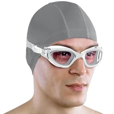 Image of AqtivAqua Swimming Goggles Adult and Kids 6 14 Men Women Swim Childrens Boys Girls TransitionDX H (Metallic Silver, Silver case, Photochromic lens)