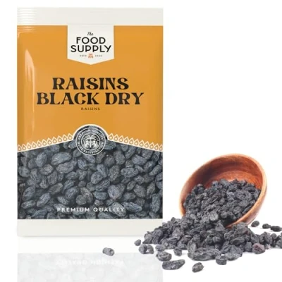 Image of Black Raisins, Dried Sweet Flame Chilean Raisins Source of Fibre, Low Fat for Snacking, Smoothies, Baking &amp; Cooking (700g)