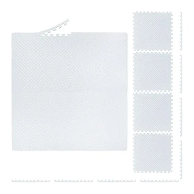 Image of Relaxdays Floor, 8 Protective Mats for Sports &amp; Fitness Equipment, Bordered, EVA, Surface 3 m², WXD 60x60 cm, White