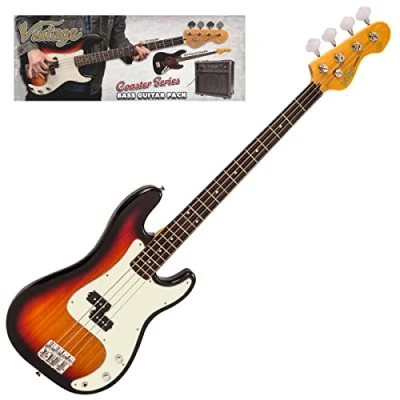 Image of VINTAGE V40 COASTER BASS GUITAR PACK 3 TONE SUNBURST
