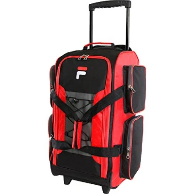Image of Fila Unisex Adult 22&quot; Lightweight Carry On Rolling Duffel Bag, Red, One Size