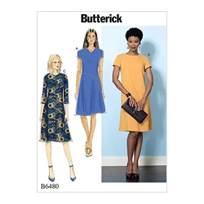 Image of Butterick Patterns 6480 E5,Misses Dress,Sizes 14 22, Tissue, Multi Colour, 17 x 0.5 22 cm