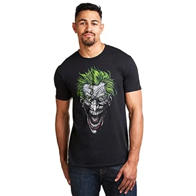 Image of DC Comics Men&#039;s Joker T Shirt, Black, M UK