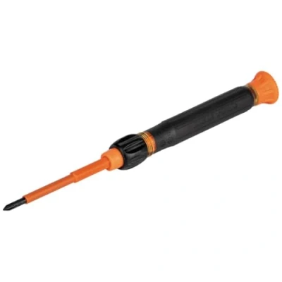 Image of Klein Tools 32581INS Precision Screwdriver, 2 in 1 Insulated Screwdriver with No. 0 Phillips and 1/8 Inch Slotted Bits