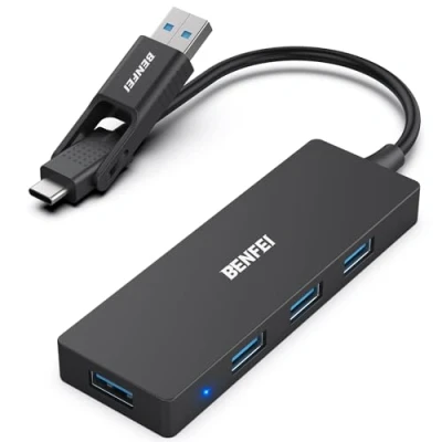 Image of BENFEI USB Hub with 4 Ports and Type C/Type A 2in1 Cord Design Compatible MacBook, Mac Pro/Mini, iMac, Ps4, PS5, Surface Pro,Flash Drive, Samsung